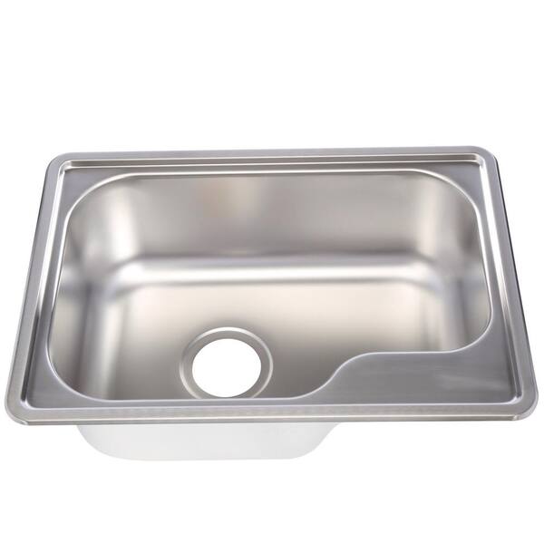 Whitehaus WHND1913-BSS Noahs Collection 22-1/2-Inch Single Bowl Drop-Ink Sink Brushed Stainless Steel