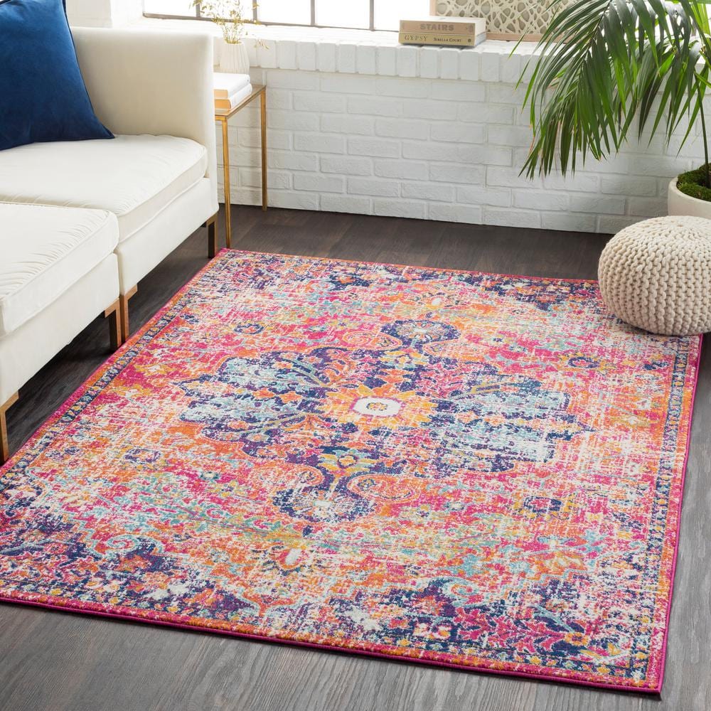 Odelia Multicolor Vintage Medallion Area Rug, 3'11" x 5'7"