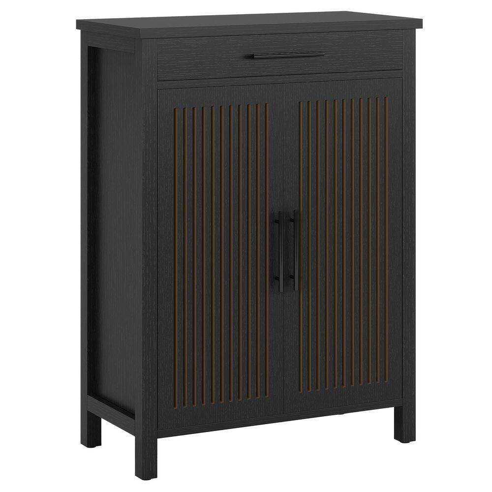 43 in. H x 32 in. W Black Wood Shoe Storage Cabinet with Adjustable Shelves and Drawer for Entryway, Hallway, Closet
