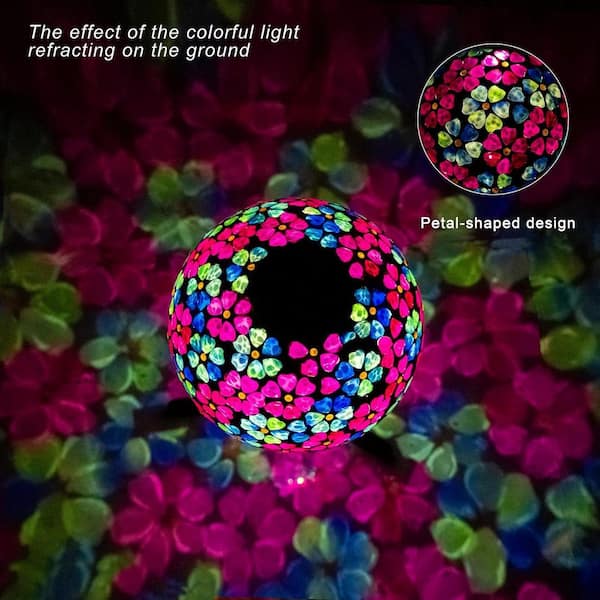 Mosaic Solar Glass Gazing Ball, 10 in. Outdoor Multicolor Gazing