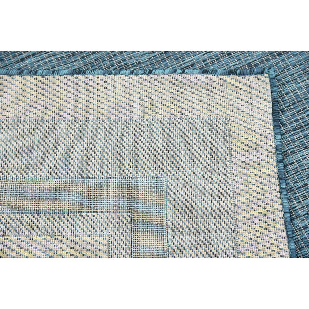 Teal and Beige Synthetic Flat Woven 9' x 12' Outdoor Rug