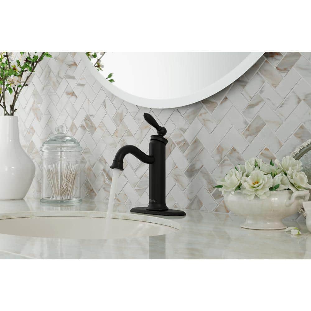 Matte Black Single Handle High Arc Bathroom Faucet
