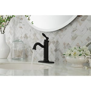 Courant Single Handle Single Hole Bathroom Faucet with Deckplate included in Matte Black