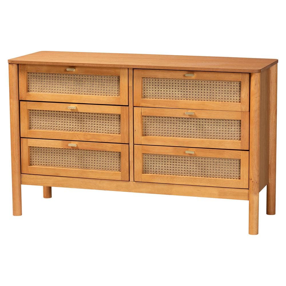 Jenn Golden Brown Wood and Rattan Queen Bedroom Set