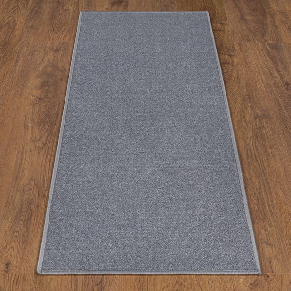 Ottomanson Basics Collection Non-Slip Rubberback Bordered Design 2x5 Indoor Runner Rug, 1 ft. 8 in. x 4 ft. 11 in., Light Gray