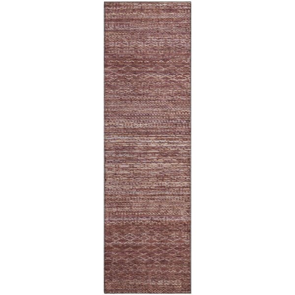 Mayfield Premium Machine Washable Abstract AMF2150 Merlot 2 ft. x 7 ft. Runner Rug