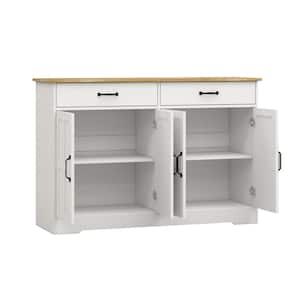 47.95inx15.35inx32.09in MDF Ready to Assemble Kitchen Cabinet in White with 2 Drawers and 4 Field Cabinet Doors