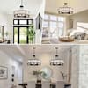 SILJOY Modern Crystal Chandelier 26 in. 6-Light Black Drum Pendant Lighting Ceiling Semi Flush Mount SCHLP01B
