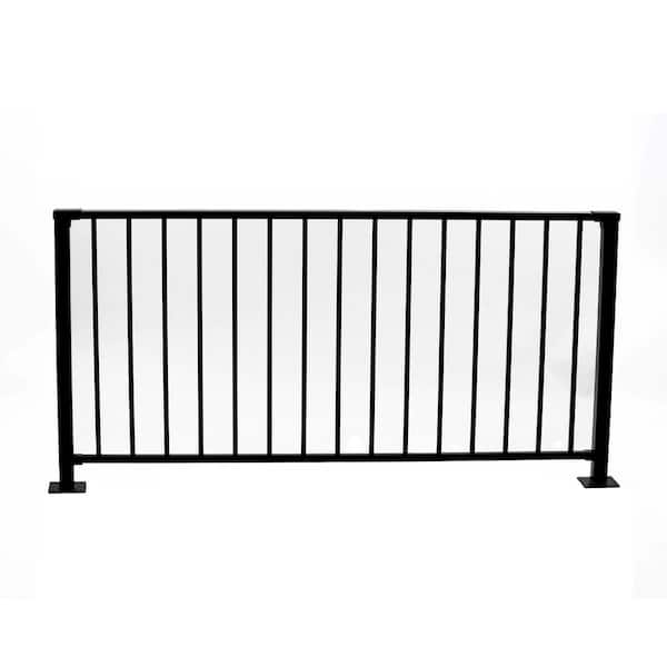 Modern Vertical Picket 36 in. H x 32 ft. Black Metal Horizontal Railing Kit