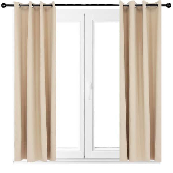 Sunnydaze Decor 2 Indoor/Outdoor Blackout Curtain Panels with Grommet Top - 52 x 108 in (1.32 x 2.74 m) - Beige