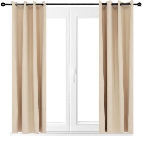 2 Indoor/Outdoor Blackout Curtain Panels with Grommet Top - 52 x 108 in (1.32 x 2.74 m) - Beige