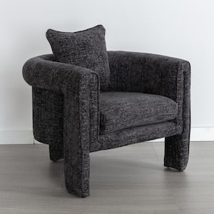 Modern Rock Black Polyester Upholstered Arm Chair, Accent Chair for Living Room, Guest Room, Office