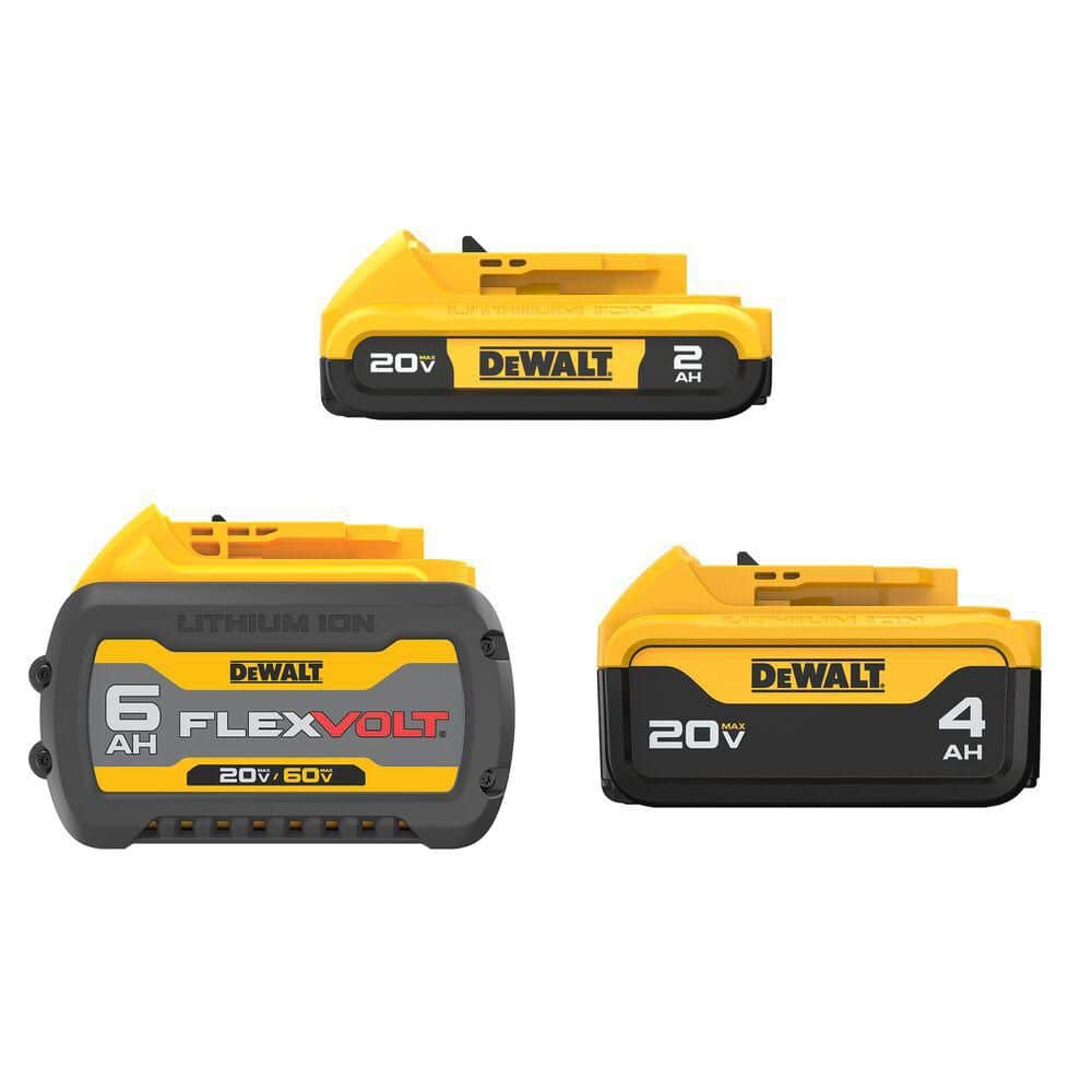 DEWALT 60V FLEXVOLT 6.0 Ah Battery and 20V MAX 4.0 Ah and 2.0 Ah Batteries (3-Pack) (DCB3461-3)