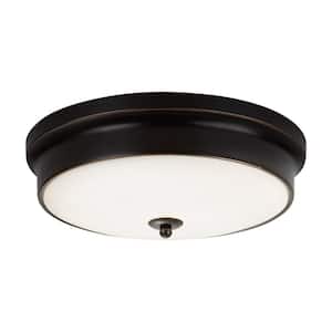 Davyn 12.6 in. 1-Light Oil Rubbed Bronze Round Selectable LED Flush Mount