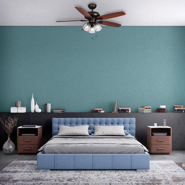 Rockport 52 in. Indoor LED Bronze Ceiling Fan with Light Kit, Downrod, and 5 Reversible Blades