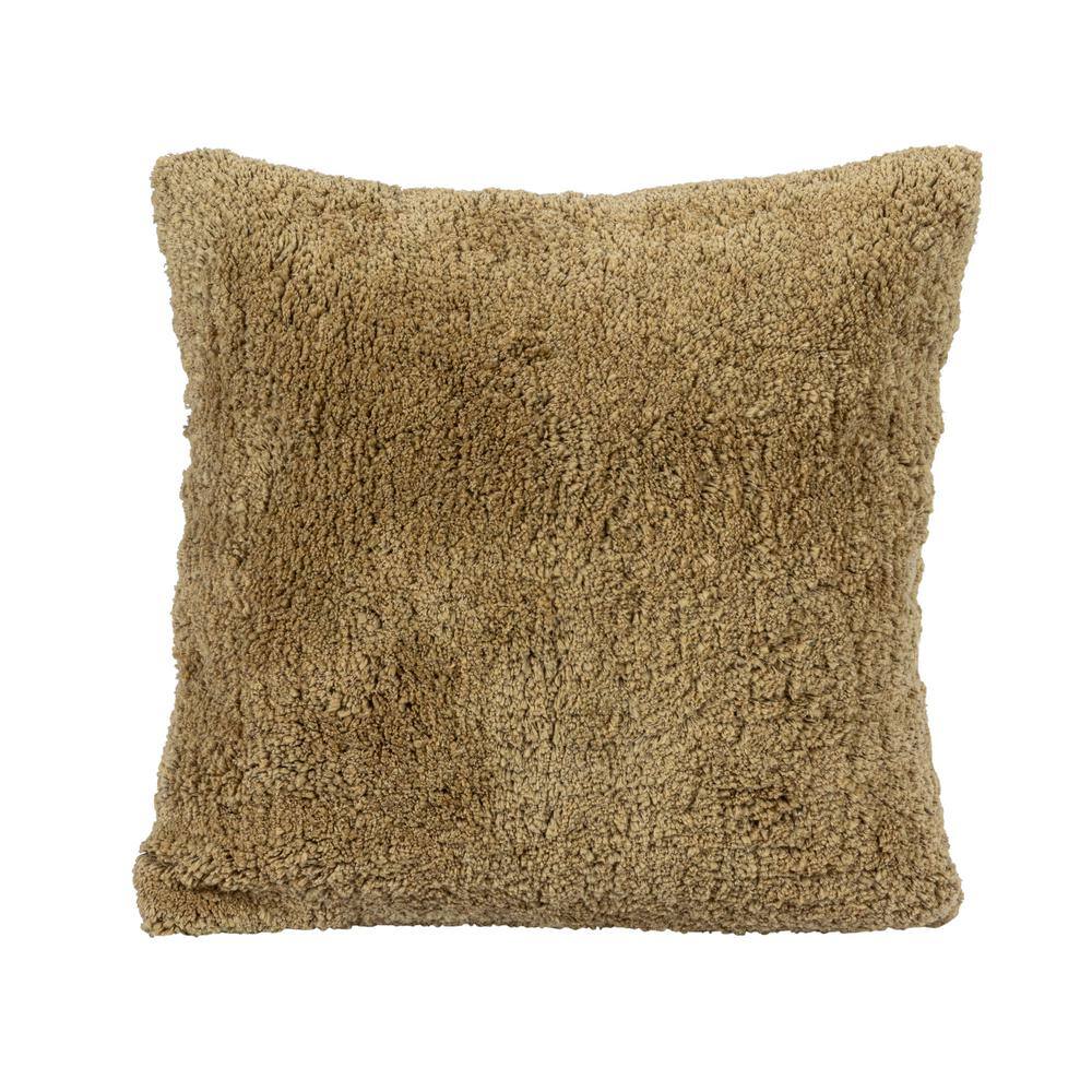 Mustard & Natural Cotton Tufted Square Throw Pillow