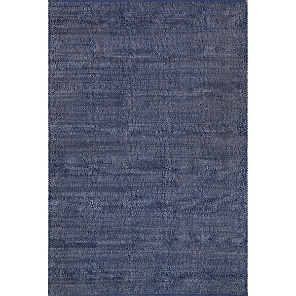 Elfriede Blue 9 ft. x 12 ft. Farmhouse Jute Blend Area Rug