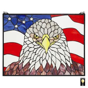 American Patriot's Bald Eagle Stained Glass Window Panel