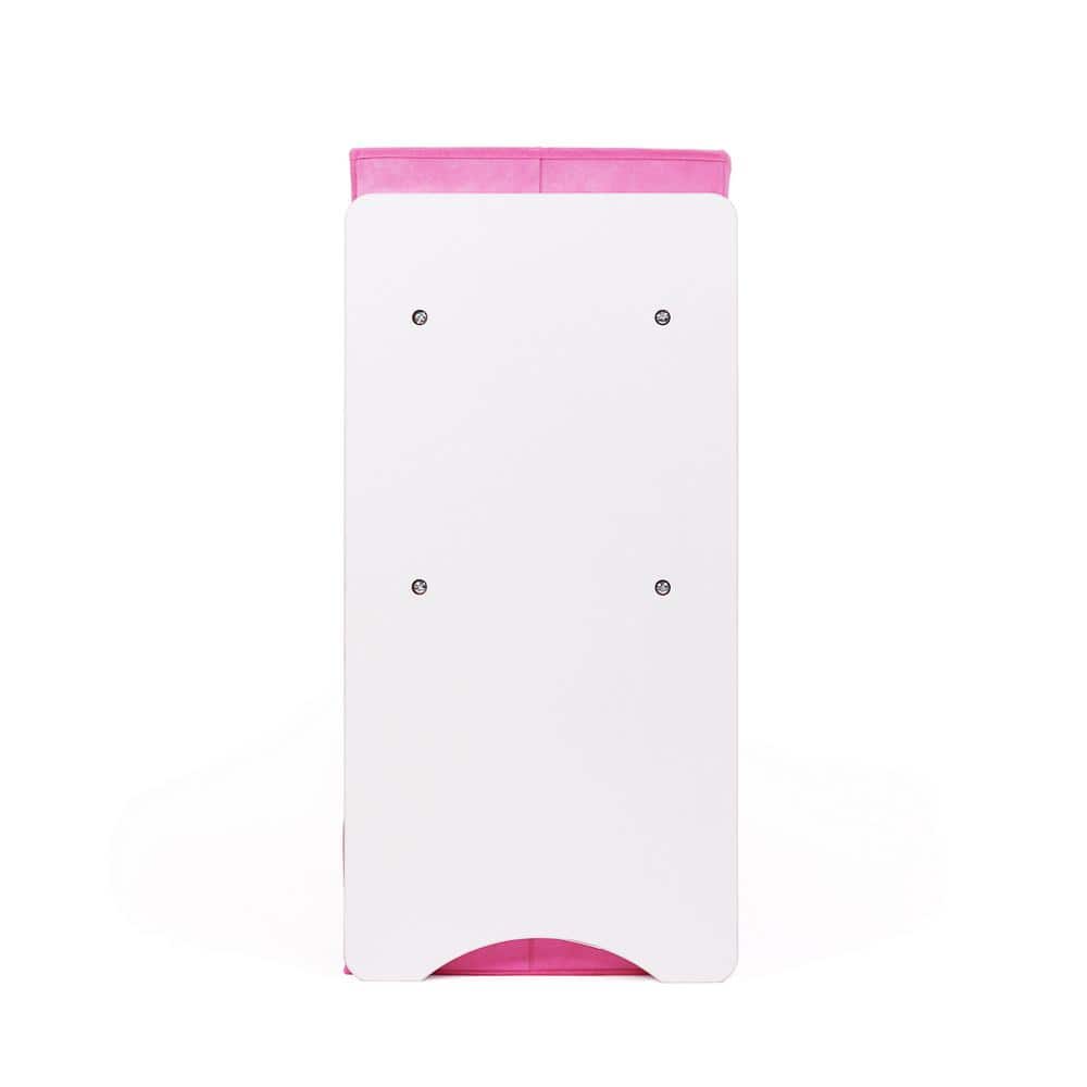 White and Pink 3-Tier Kids Storage Organizer with Fabric Bins