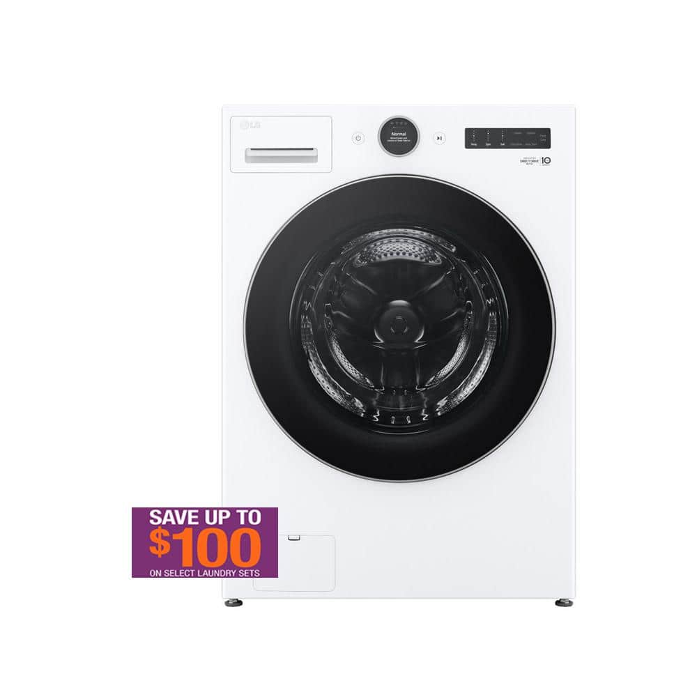 LG 4.5 cu. ft. Stackable SMART Front Load Washer in White with TurboWash 360 and Allergiene Steam Cleaning