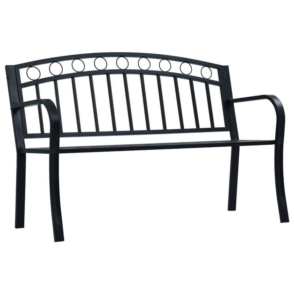 49.2 in. W x 20.9 in. D x 33.1 in. H Black Metal Patio Bench Garden Bench Chic Slatted Bench price history on PriceWatchPro