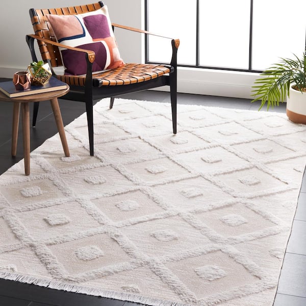 Augustine Beige/Ivory 6 ft. x 6 ft. Striped Geometric Square Area Rug