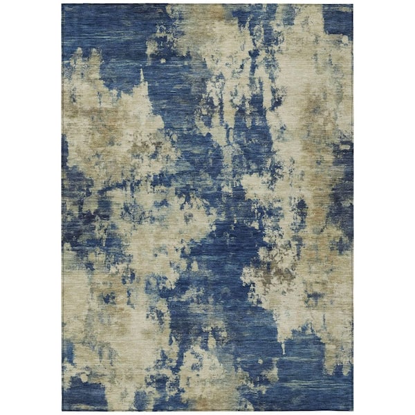 Chantille Machine Washable Indoor/Outdoor Abstract ACN2066 Navy 2 ft. 6 in. x 3 ft. 10 in. Area Rug