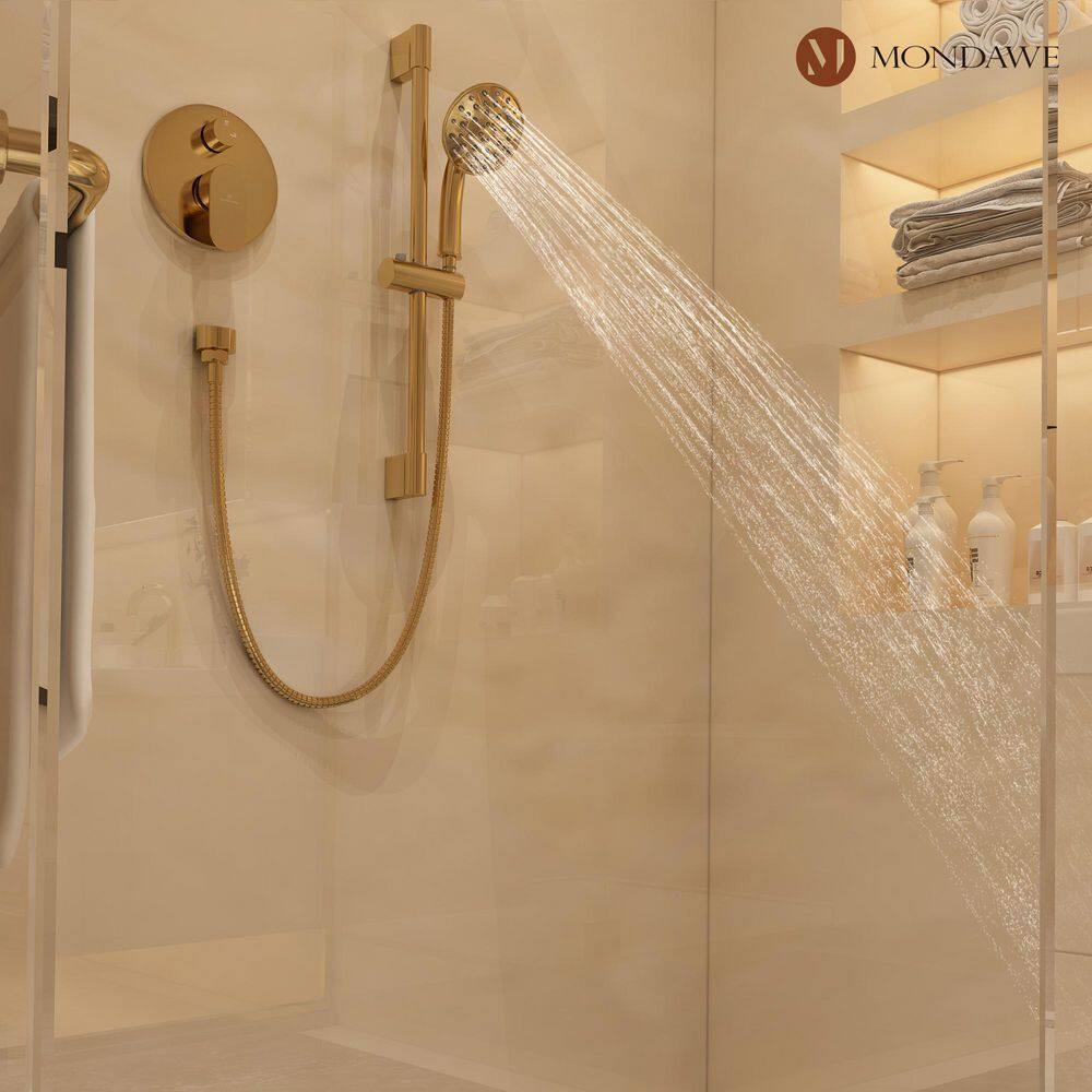 Brushed Gold Adjustable Rain Shower System with Handheld