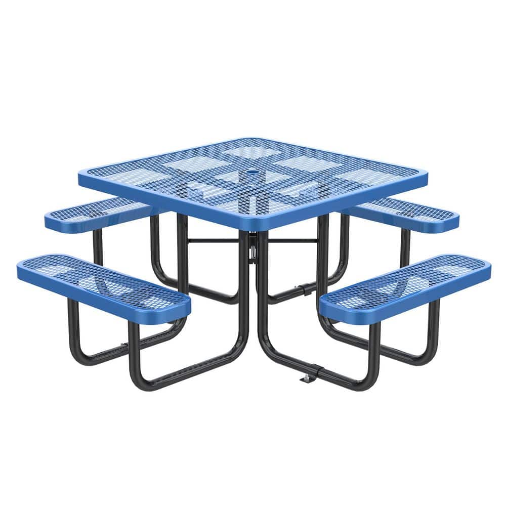 78.7 in. Blue Square Steel Picnic Tables Seats 8 People with 1.89 in. Umbrella Hole and 46 in. Table price history on PriceWatchPro