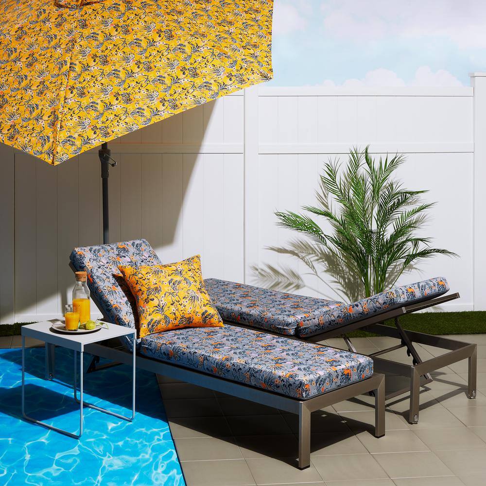 Gold and Blue Water-Resistant Outdoor Square Pillow Set