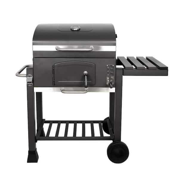 GRILLFEST Premium Charcoal Grill in Black with Folding shelf and built in thermometer