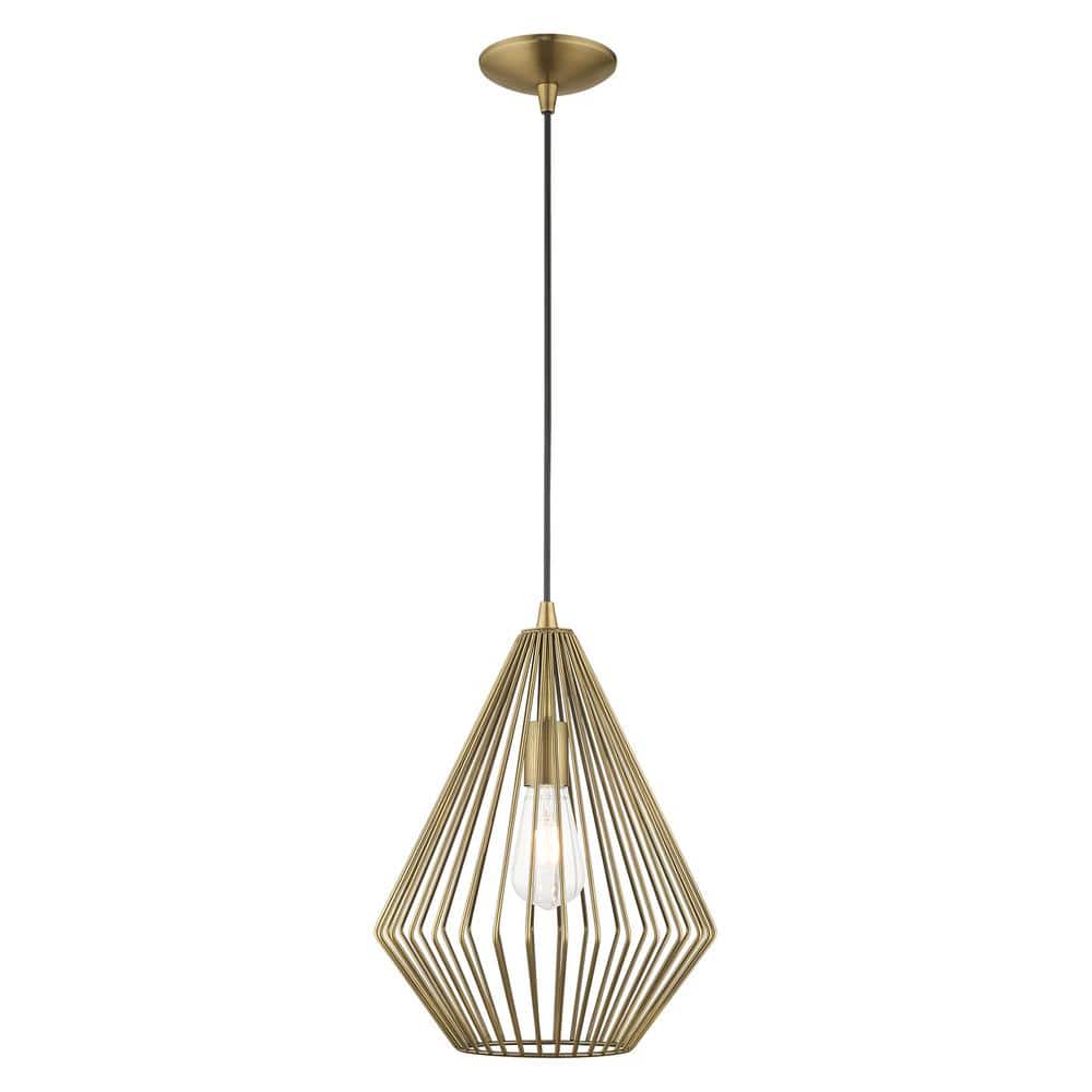 Antique Brass Geometric Metal Mini Pendant Light