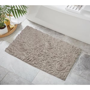 Bell Flower Collection 100% Cotton Tufted Bath Rugs, 24 in. x40 in. Rectangle, Linen