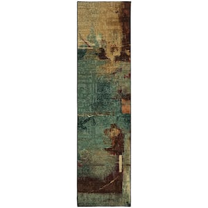 Aqua Fusion Multi 1 ft. 8 in. x 6 ft. Machine Washable Abstract Runner Rug
