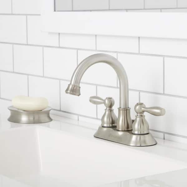 Mandouri 4 in. Centerset 2-Handle High-Arc Bathroom Faucet in Brushed Nickel