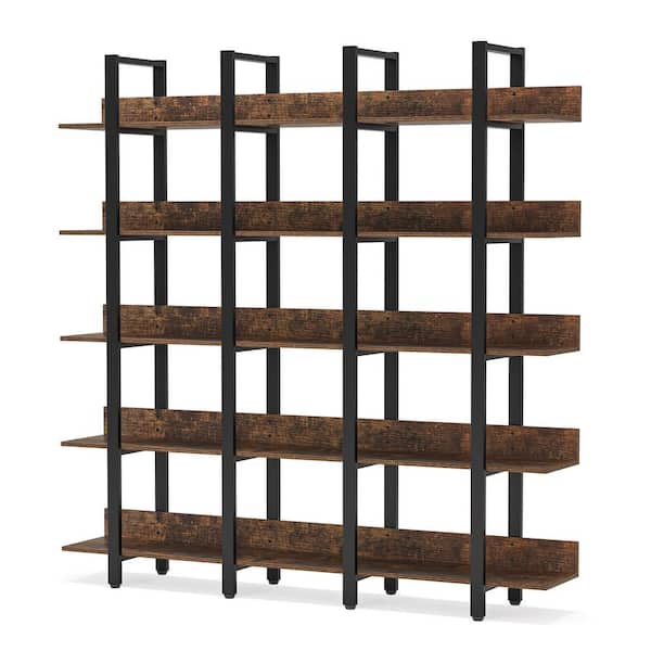 TRIBESIGNS WAY TO ORIGIN Earlimart 70.86 in. Retro Brown Engineered Wood and Metal 5Shelf
