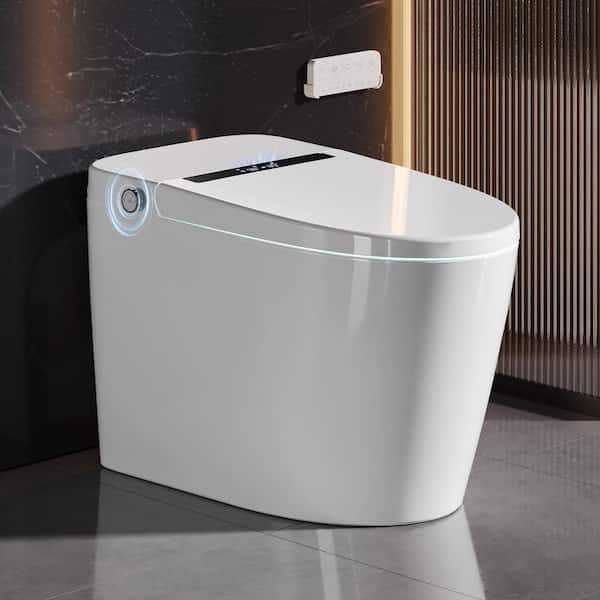 Tankless Elongated Smart Toilet Bidet 1.28 GPF in White with Auto Open/Flush, Warm Water, Air Dryer, Digital Display