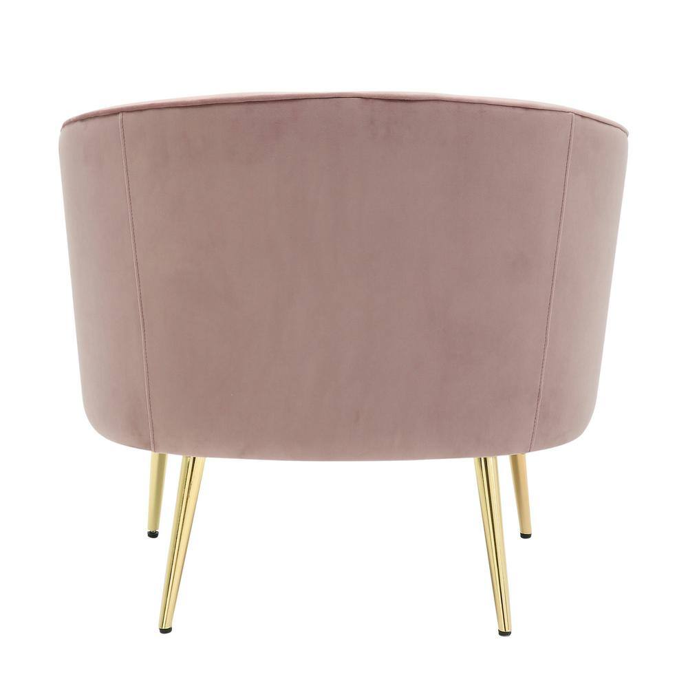 Blush Pink Velvet Barrel Accent Chair with Metal Legs