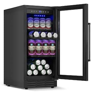 15in.Single Zone Built-in/Freestanding 128-Cans Beverage Cooler with Adjustable Shelf in Black