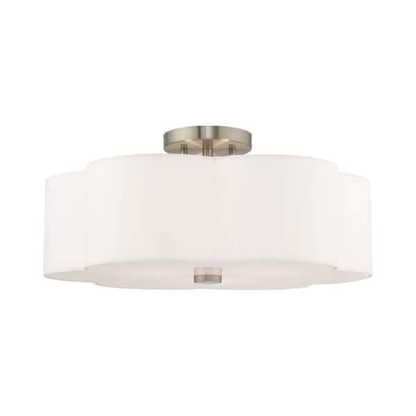 AVIANCE LIGHTING Centerbridge 3-Light Brushed Nickel Semi Flush Mount