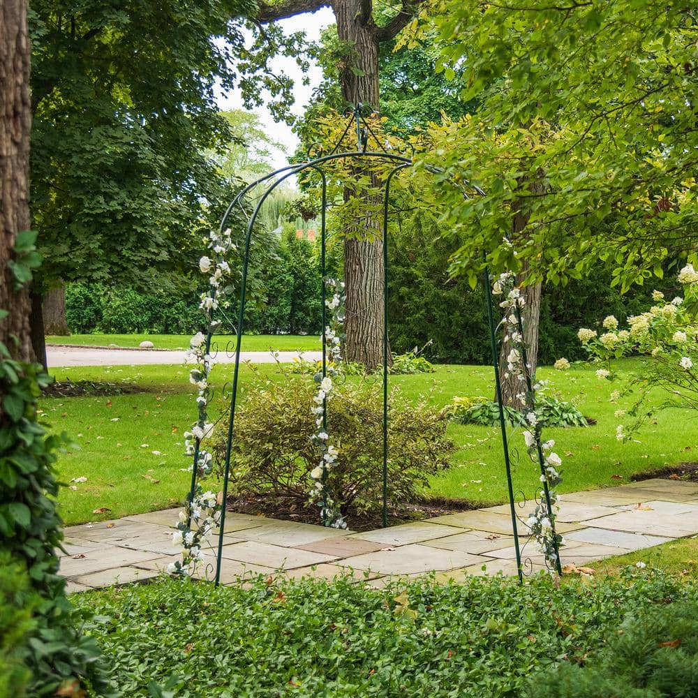 Hunter Green Metal Scroll Design Garden Trellis Arbor