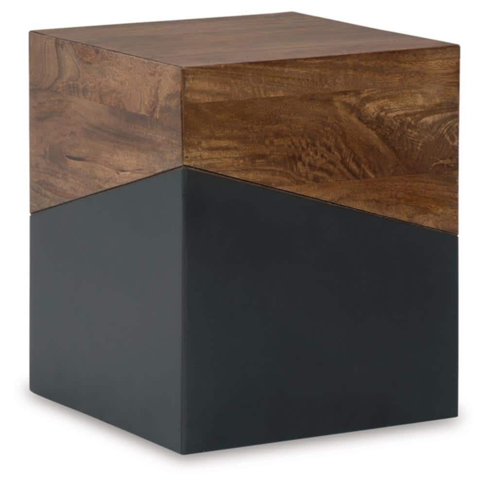 Trailbend Two-Tone Brown and Gunmetal Wood Accent Table