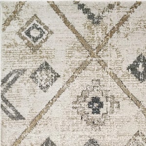 Carlisle Ivory/Grey 2 ft. 2 in. X 7 ft. 7 in. Geometric Indoor Area Rug
