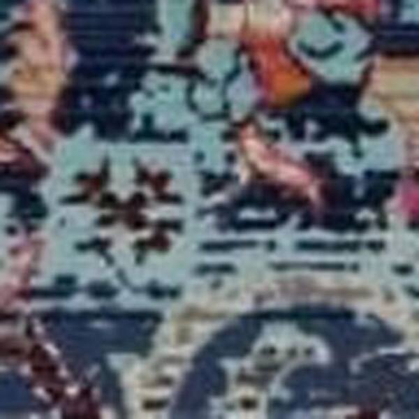 2 ft. x 8 ft. Blue Floral Washable Area Rug