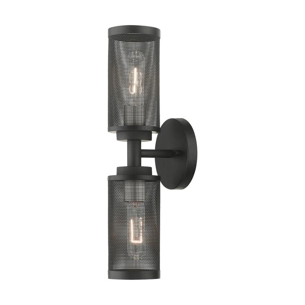 Industro Dual-Light Dimmable Sconce in Black & Brushed Nickel