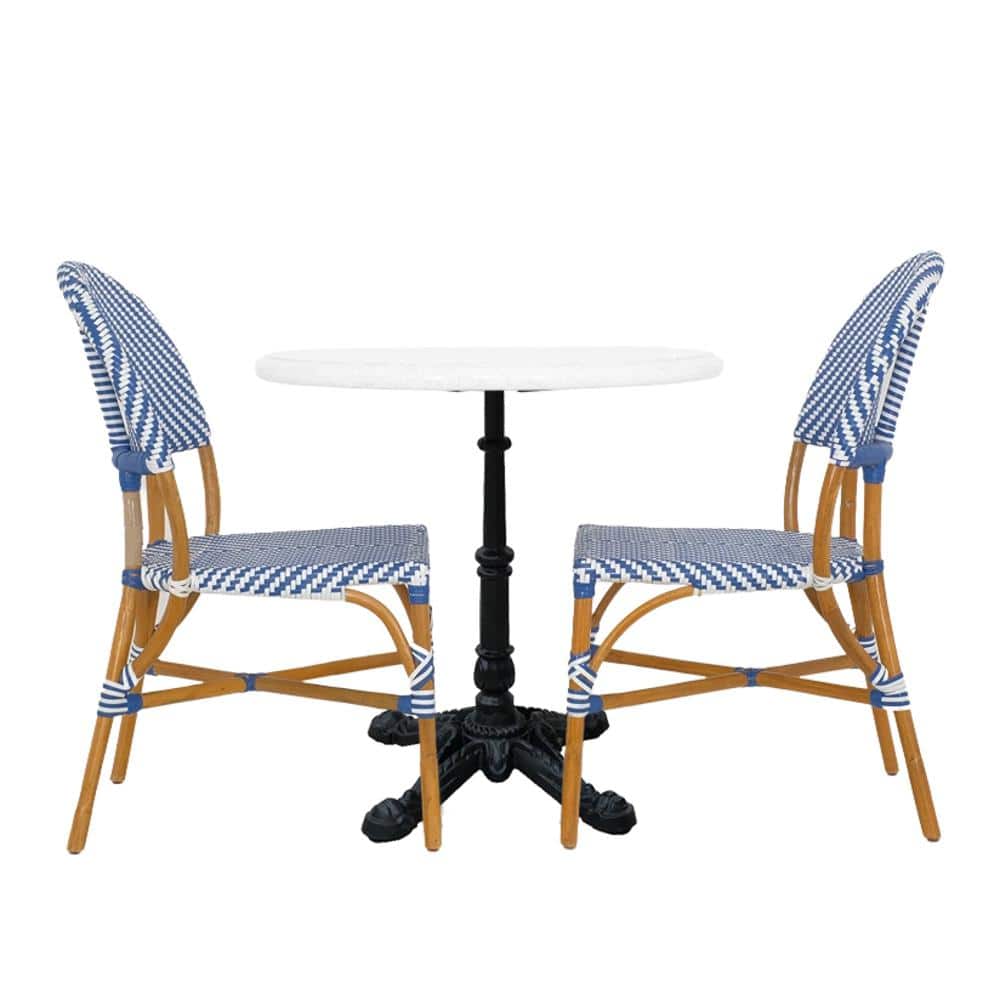 2-Piece Rattan Wood Frame Bistro Chairs without Arms and Bistro Table in White Stonecast Finish price history on PriceWatchPro