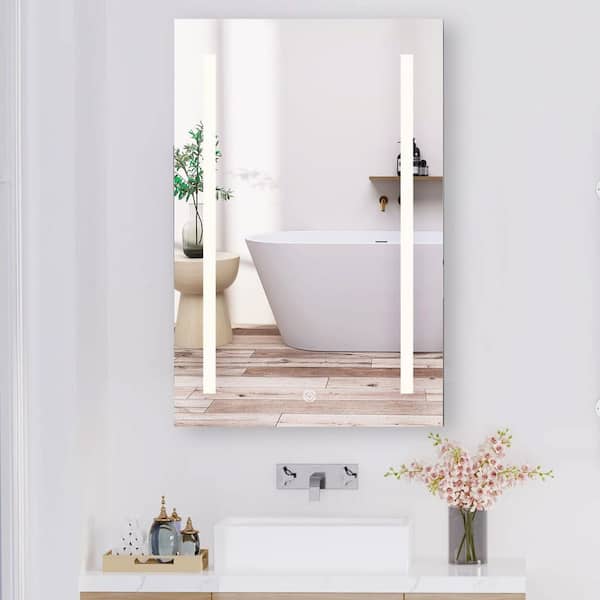 FUNKOL 20 in. W x 30 in. H Small Rectangular Black Aluminum Recessed/Surface Mount Medicine Cabinet with Mirror