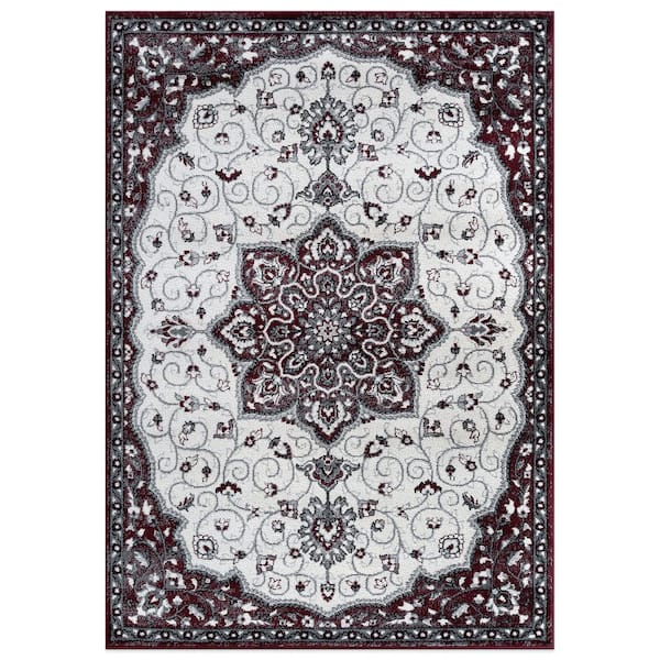 Traditional Medallion Burgundy 7 ft. 10 in. x 10 ft. Area Rug