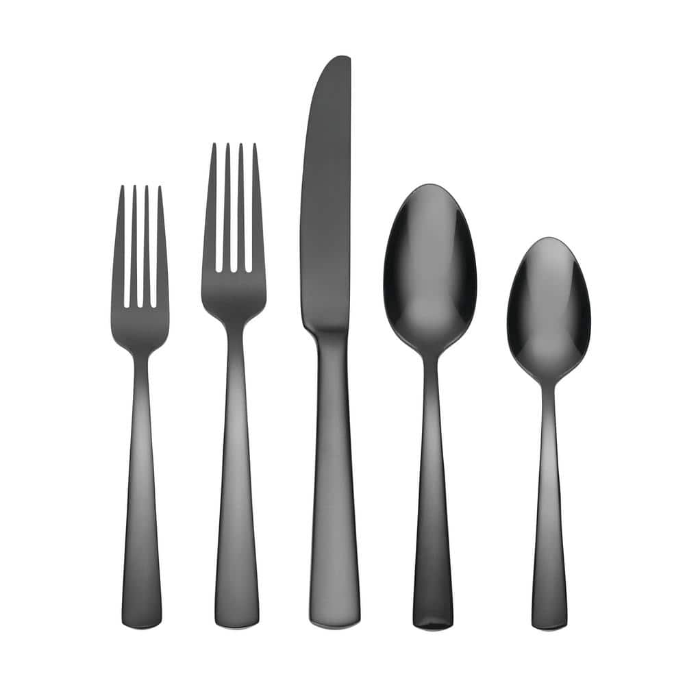 Oneida Aptitude 20-Piece Black 18/0-Stainless Steel Flatware Set ...