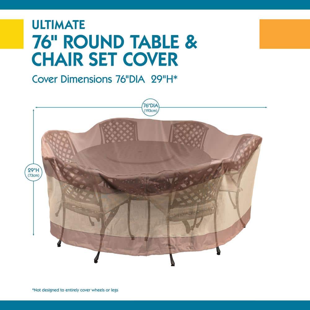 Ultimate 76 Inch Round Beige and Brown Patio Table Cover